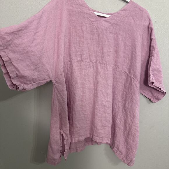 Match Point Linen Tunic Women’s Medium Lagenlook Artsy Mauve USA Vintage - Picture 2 of 9
